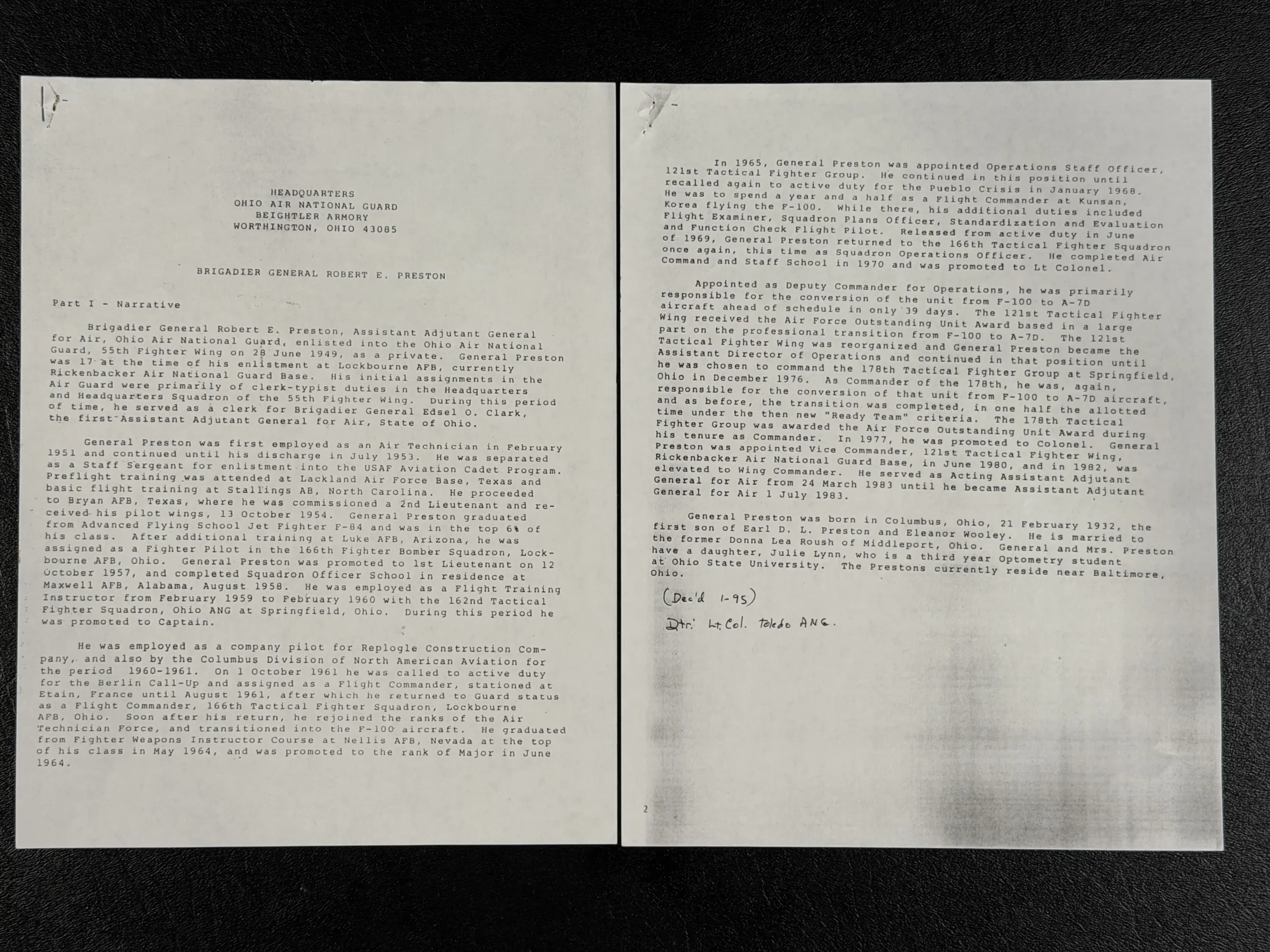 US Military General Officer M9 P Beretta Pistol