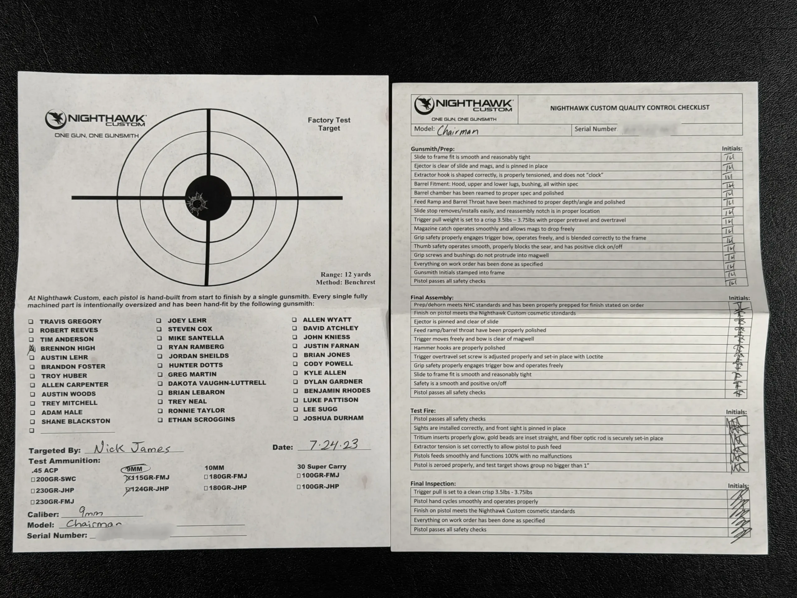 Nighthawk Custom Chairman 45 ACP Match Barrel