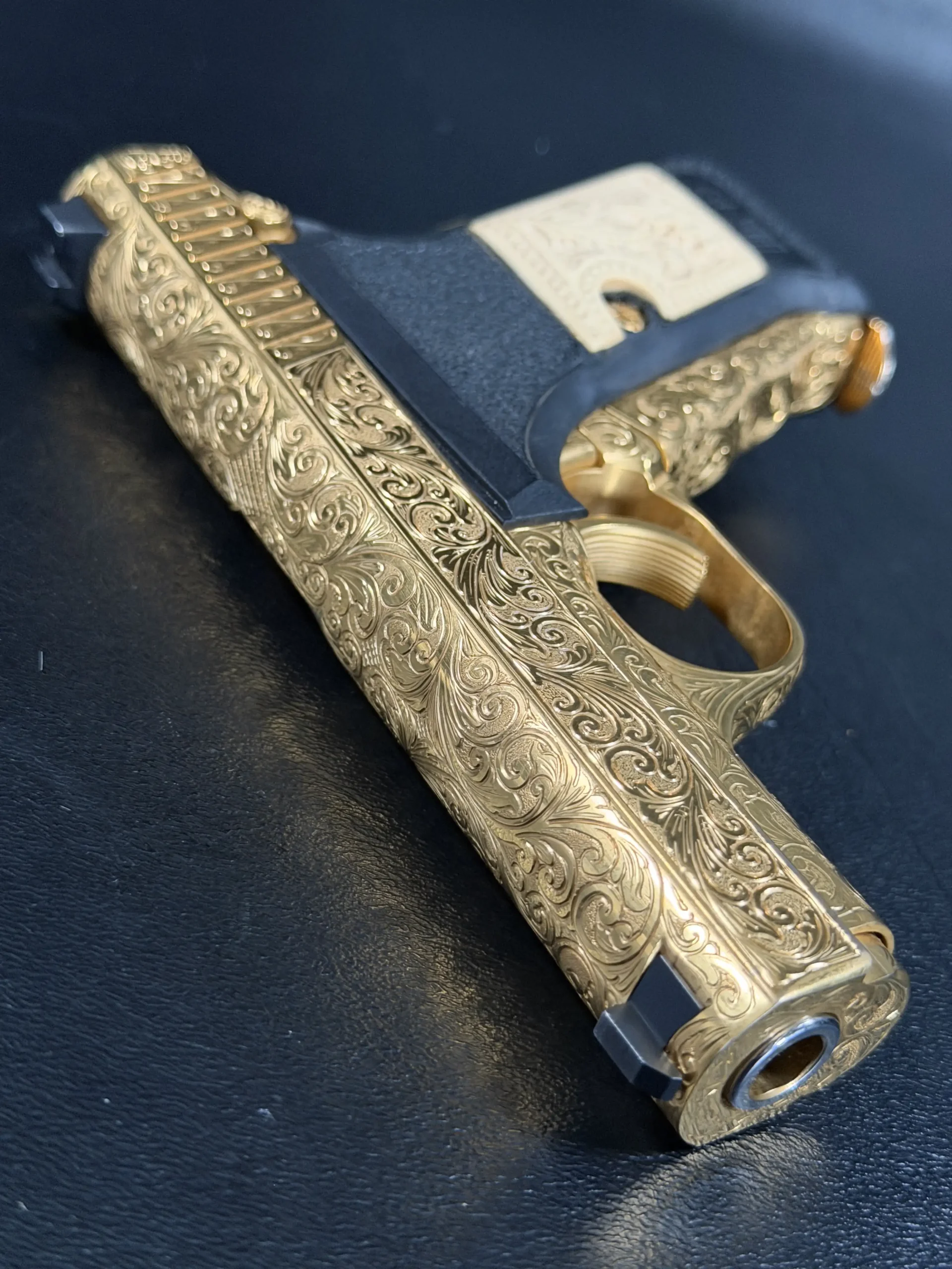 HK P7 Gold Engraved Frame Detail