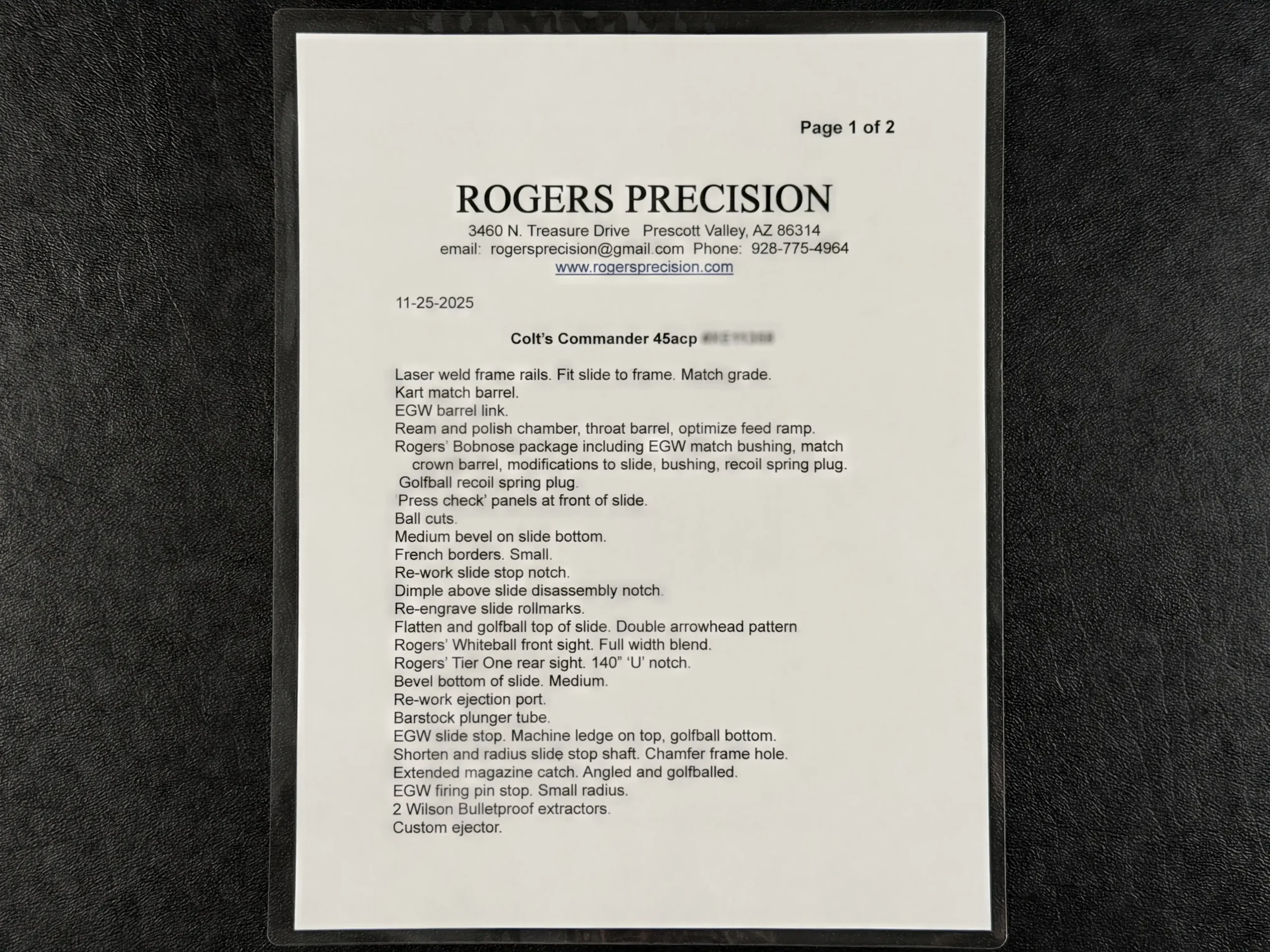 rogers custom commander 1911 pistol