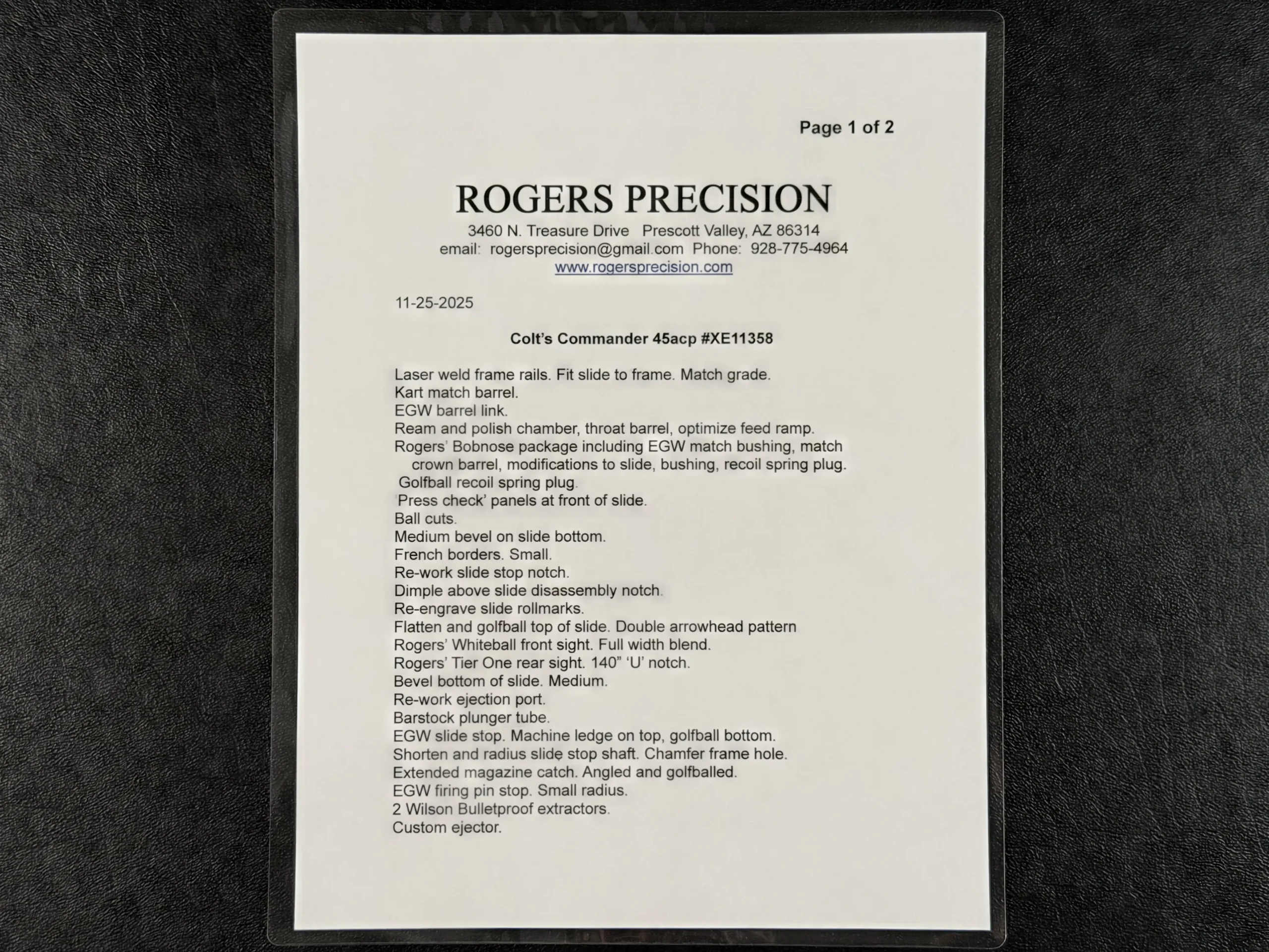 rogers custom commander 1911 pistol