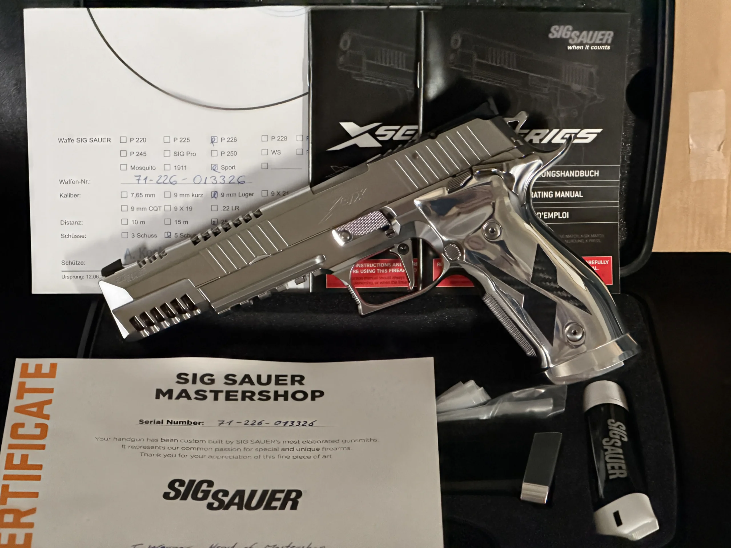 sig sauer p226 x six skeleton supermatch chrome carbon