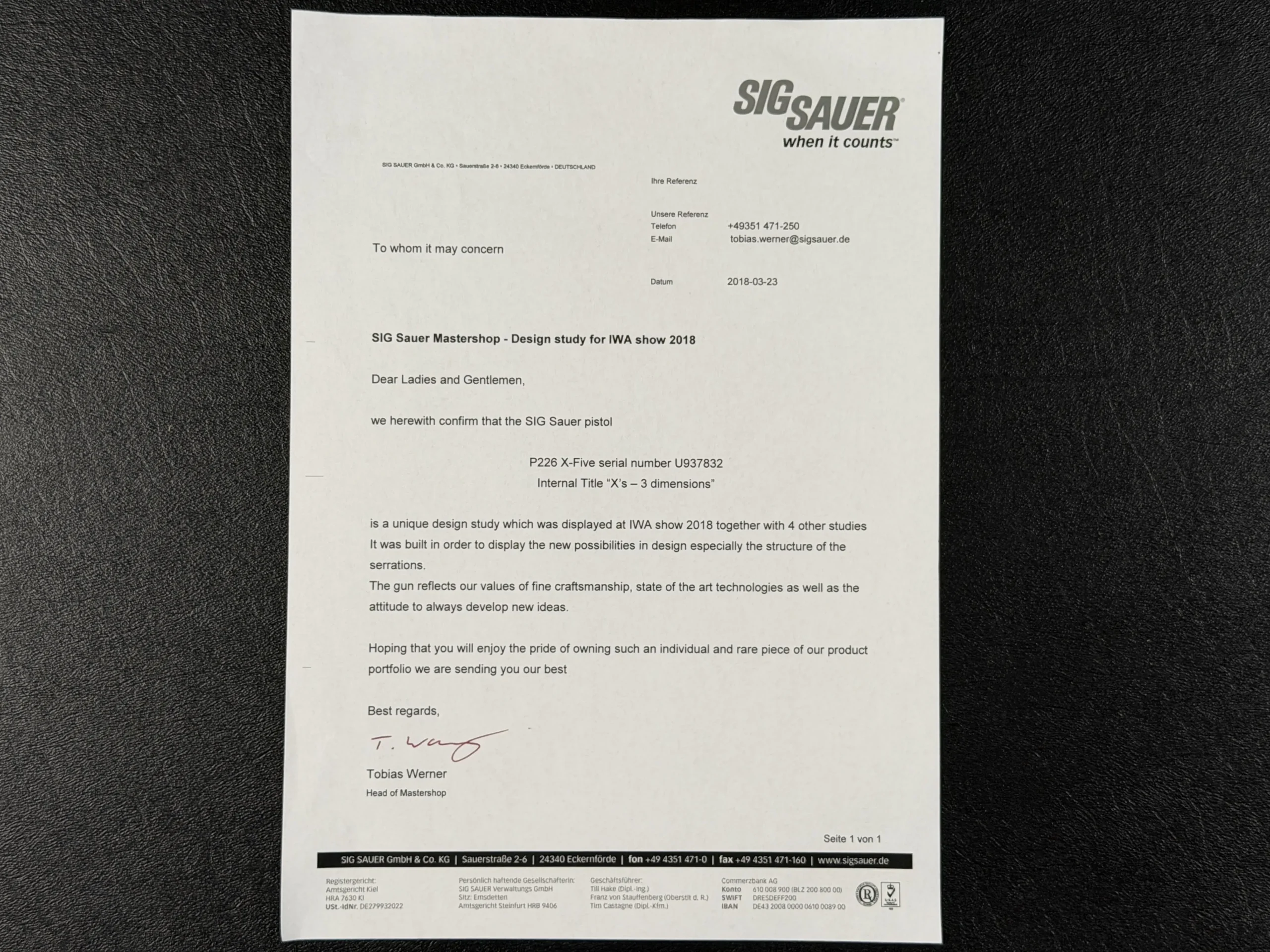 SIG Sauer Mastershop Prototype Presentation Case