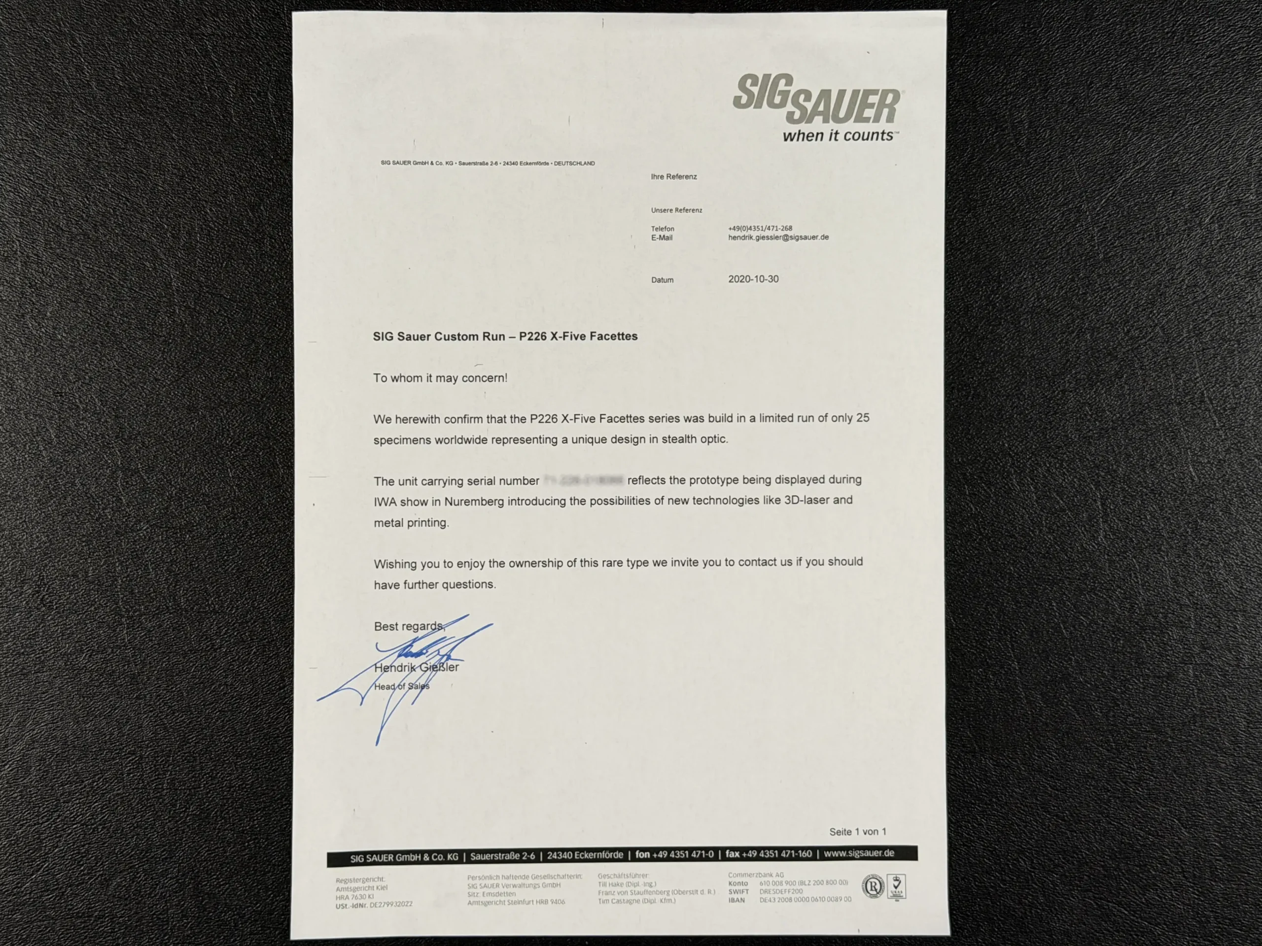 SIG Sauer P226 X Five Facet Prototype