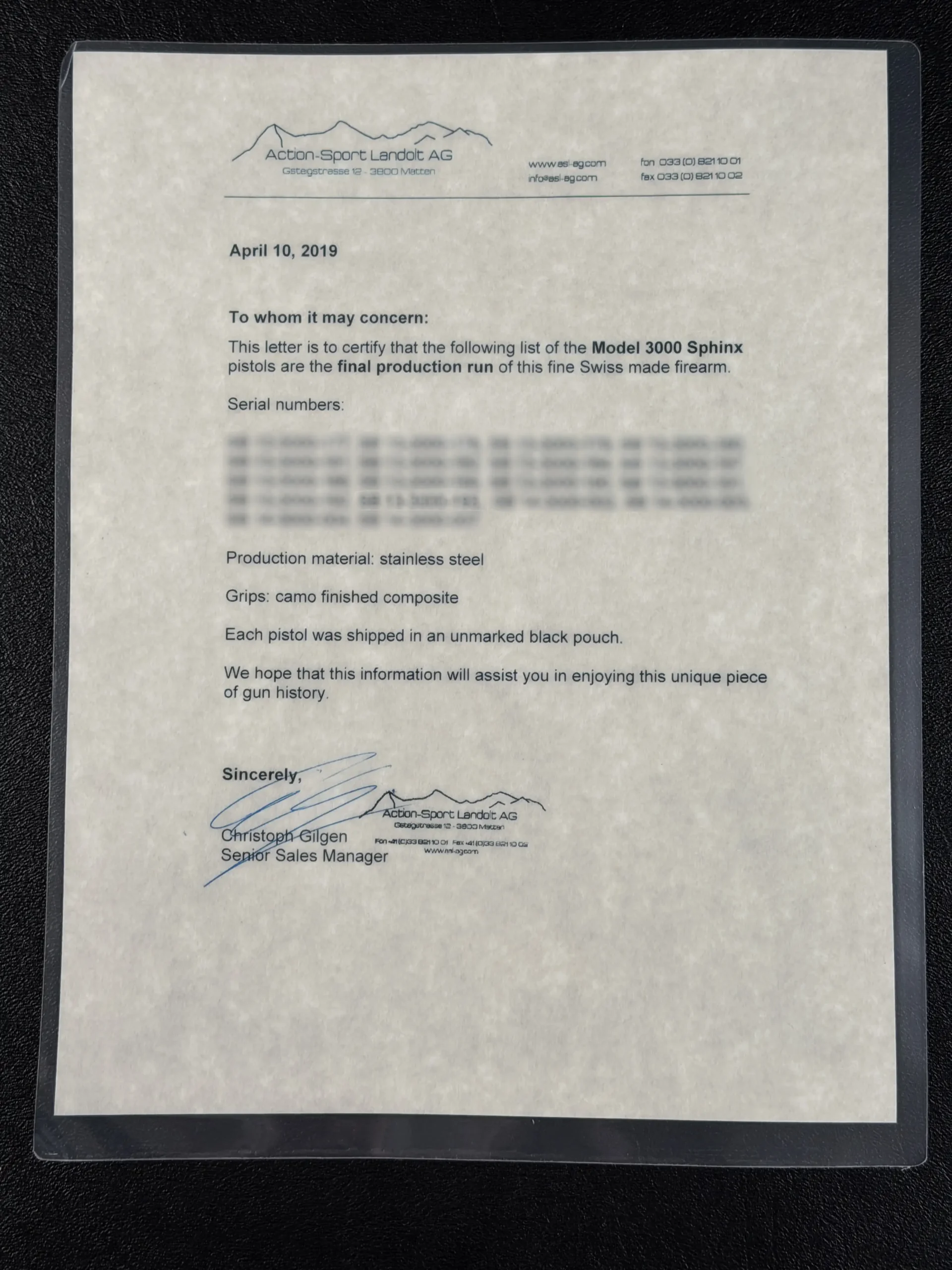 Sphinx Model 3000 Limited Production Series